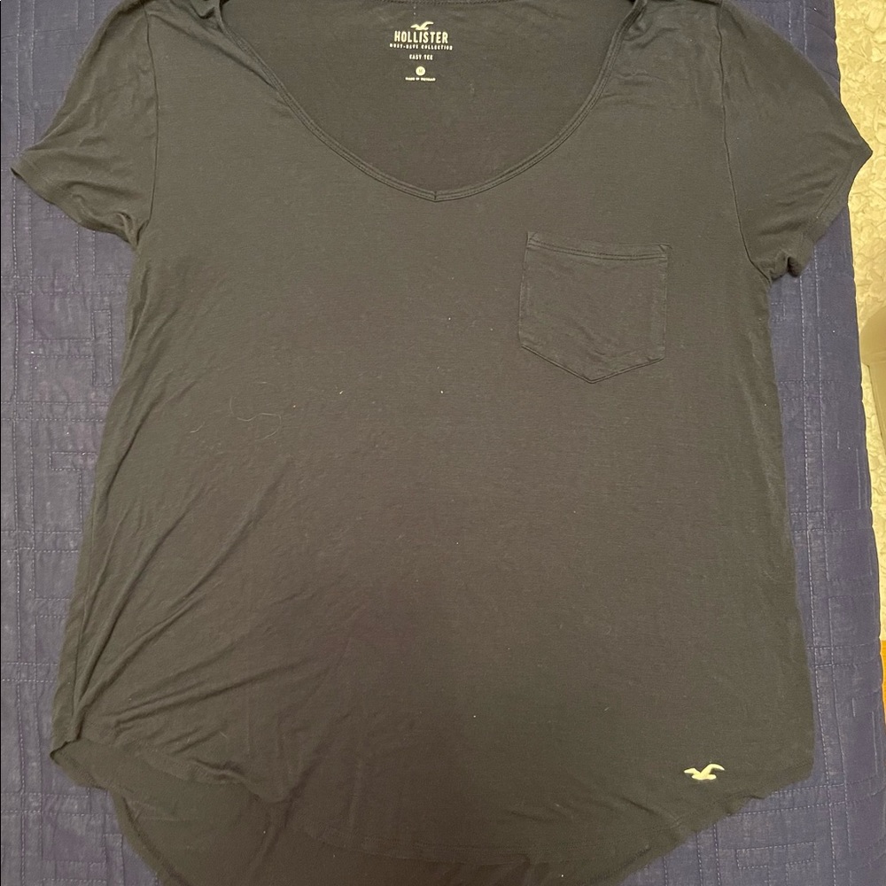 Hollister Co. Navy Blue V-Neck Pocket T-Shirt
